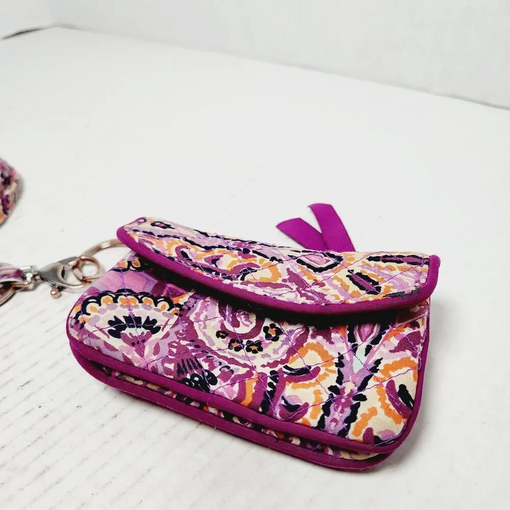 Vera Bradley Dream Tapestry VBJ17 Zip ID Case W/ Lanyard Floral Paisley Embroide - Picture 2 of 16